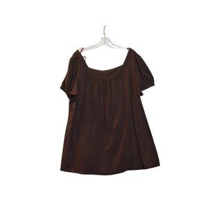 G. Evans.UK Brown Dress-Top Square-Neck Deco Pockets Romania Maternity 52(24)5XL